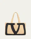 Valentino Borsa Shopping Viva Superstar Grande In Rafia Donna In Black