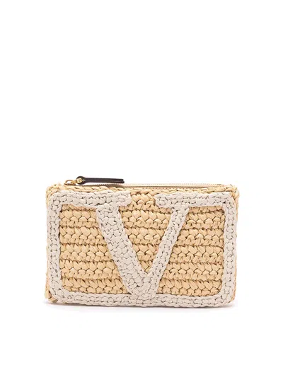 Valentino Garavani Viva Superstar Crochet Small Flat Pouch In White