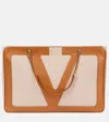 Valentino Viva Superstar Medium Leather And Canvas Shoulder Bag In Brown