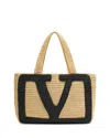 Valentino Viva Superstar Large Raffia Shopping Tote Bag In Black