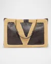 Valentino Viva Superstar Large Shearling Vlogo Tote Bag In Brown