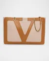 Valentino Viva Superstar Medium Leather And Canvas Shoulder Bag In Tobacco Spice
