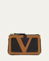 Valentino Viva Superstar Leather Card Case In Burgundy