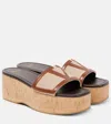 Valentino Viva Superstar Leather-trimmed Canvas Platform Slides In Beige