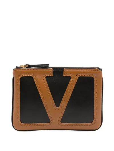 Valentino Garavani Viva Superstar Leather Wallet In Brown