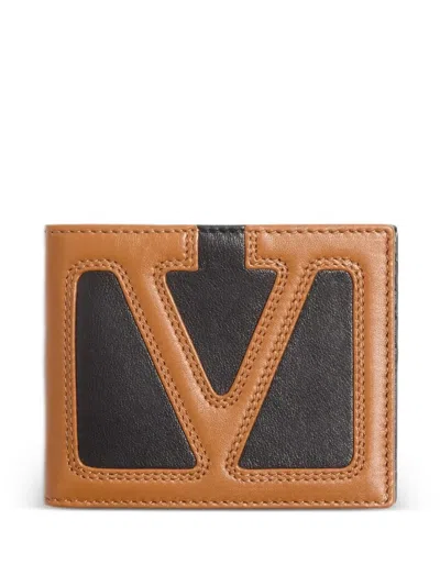 Valentino Garavani Viva Superstar Leather Wallet In Brown
