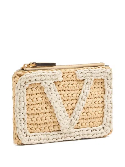 Valentino Garavani Viva Superstar Logo-detailed Clutch Bag In Neutral