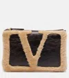 Valentino Viva Superstar Medium Leather Pouch In Gray