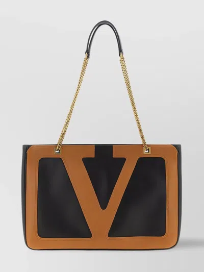 Valentino Garavani Viva Superstar Medium Leather Tote Bag In Black
