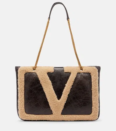Valentino Garavani Viva Superstar Medium Leather Tote Bag In Brown