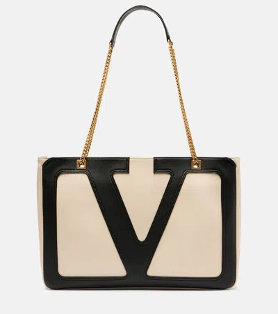 Valentino Garavani Viva Superstar Medium Leather Tote Bag In White