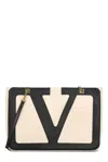 Valentino Chain Strap Shopper Featuring External Pocket In White