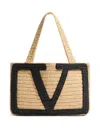 Valentino Garavani Garavani Viva Superstar Small Pouch In Synthetic Raffia Woman Natural Uni