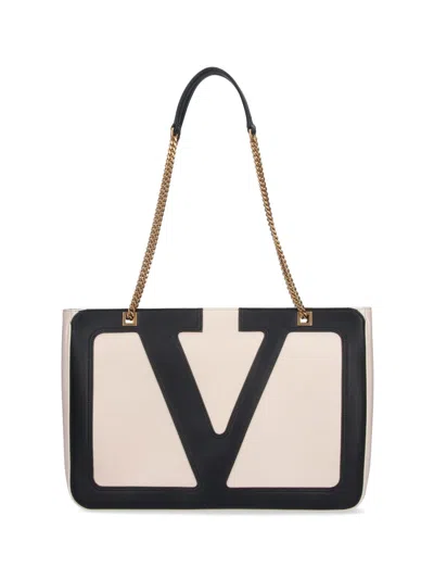 Valentino Garavani Viva Superstar Leather Envelope Clutch Bag In Neutral