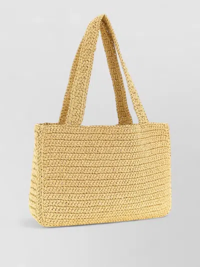 Valentino Garavani Viva Superstar Midi Tote Woven Texture In Gold
