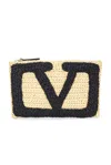 Valentino Womens Naturale-nero Viva Superstar Small Raffia Pouch