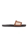 Valentino Garavani Viva Superstar Slide Sandal In Canvas Fabric And Nappa Leather In Black