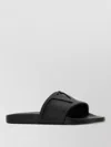 Valentino Rubber Slides With Wide Strap And Flat Sole In Black