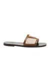 Valentino Garavani Viva Superstar Slide Sandal In Canvas Fabric And Nappa Leather In Black