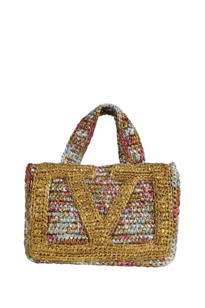Valentino Garavani Viva Superstar Small Raffia Bag In Multi