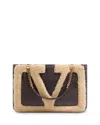 Valentino Viva Superstar Small Shearling Shopping Shoulder Bag In Brown