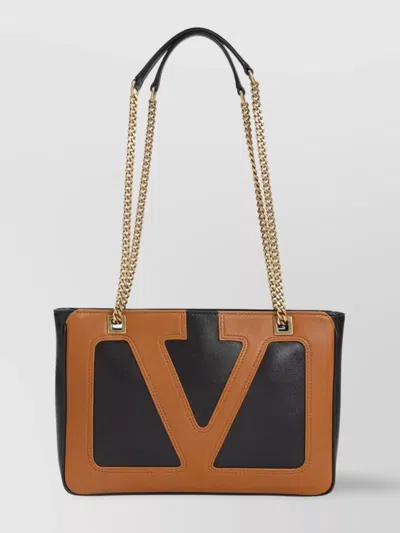 Valentino Garavani Black Nappa Leather Small Viva Superstar Shoulder Bag In Multi