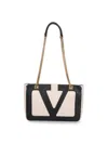 Valentino Garavani Garavani Viva Superstar Medium Nappa Leather Shopping Bag Woman Butter/black Uni In Cream
