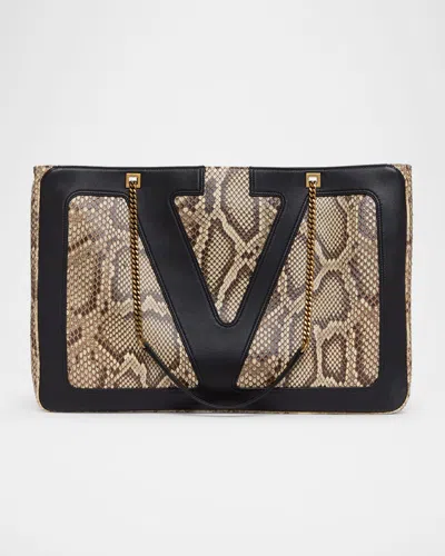 Valentino Garavani Viva Superstar Snakeskin & Leather Tote Bag