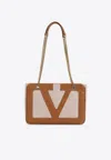 Valentino Beige Fabric Shoulder Bags In Sand