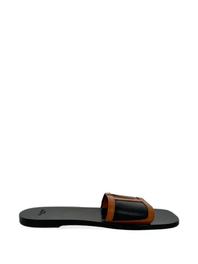 Pre-owned Valentino Garavani Viva Superstar Vlogo Sandals In Black