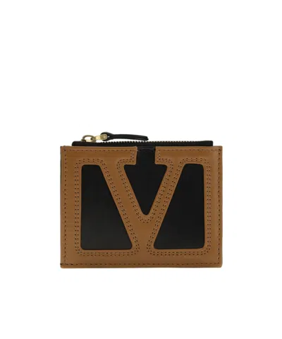 Valentino Garavani Valentino Viva Superstar Zip Card Wallet In Brown