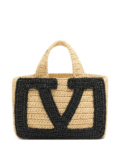 VALENTINO GARAVANI SMALL VIVA SUPERSTAR RAFFIA TOTE BAG