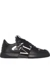 Valentino Garavani Black Leather Vl7n Sneakers In Black