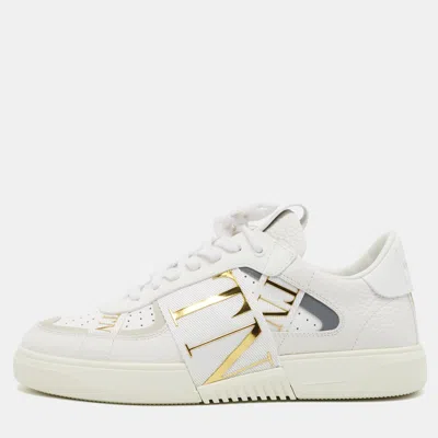 Pre-owned Valentino Garavani Vl7n Size 40.5 White Leather Lace Up Sneakers