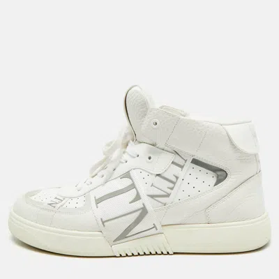 Pre-owned Valentino Garavani Vl7n Size 45 White Leather High Top Sneakers