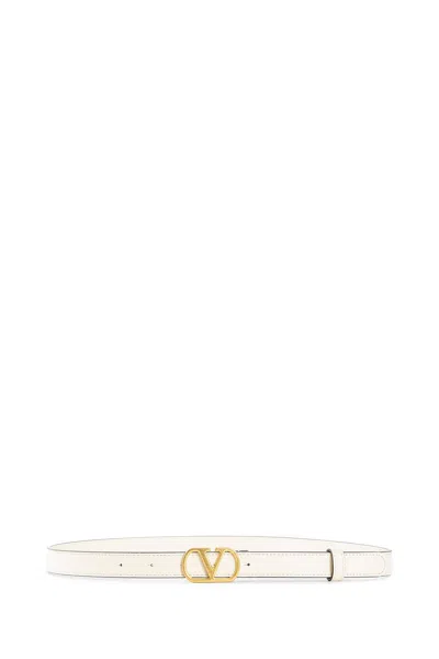 Valentino Garavani Vlgo Signature Belt In Shiny Calfskin In White