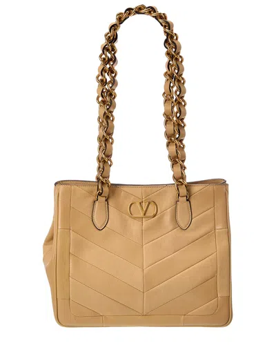 Valentino Garavani Valentino Vlog Leather Tote In Neutral