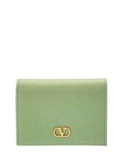 Valentino Garavani Valentino Vlog Signature Leather Card Case In Green