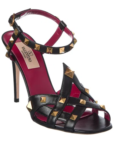 Valentino Garavani Valentino Vlogo 100 Leather Sandal In Black