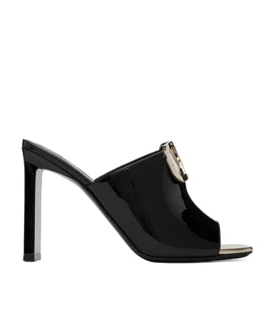 Valentino Garavani Vlogo 100mm Patent Finish Mules In Black