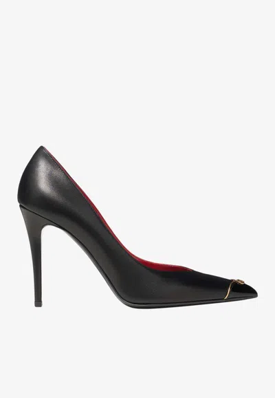 Valentino Garavani Vlogo 105 Leather Pumps In Black