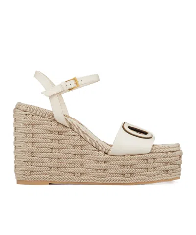 Valentino Garavani Vlogo 110mm Cut-out Leather Sandals In Nude