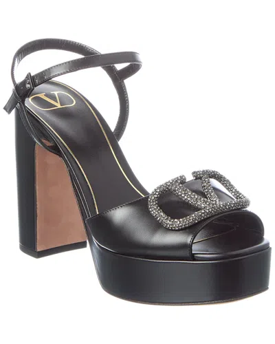 Valentino Garavani Valentino Vlogo 114 Leather Sandal In Black