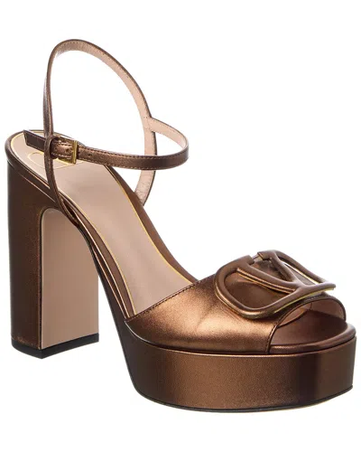 Valentino Garavani Valentino Vlogo 115 Leather Platform Sandal In Brown