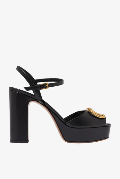 Valentino Garavani Vlogo 115 Leather Platform Sandals In Black