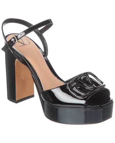 Valentino Garavani Valentino Vlogo 115 Patent Platform Sandal In Black