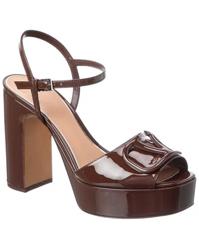 Valentino Garavani Valentino Vlogo 115 Patent Platform Sandal In Brown