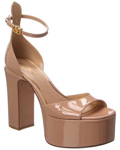 Valentino Garavani Valentino Vlogo 120 Patent Platform Sandal In Brown