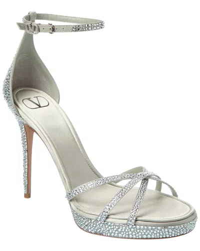 Valentino Garavani Valentino Vlogo 120 Satin Sandal In Silver
