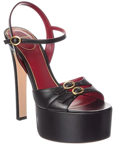 Valentino Garavani Valentino Vlogo 145 Leather Platform Sandal In Black